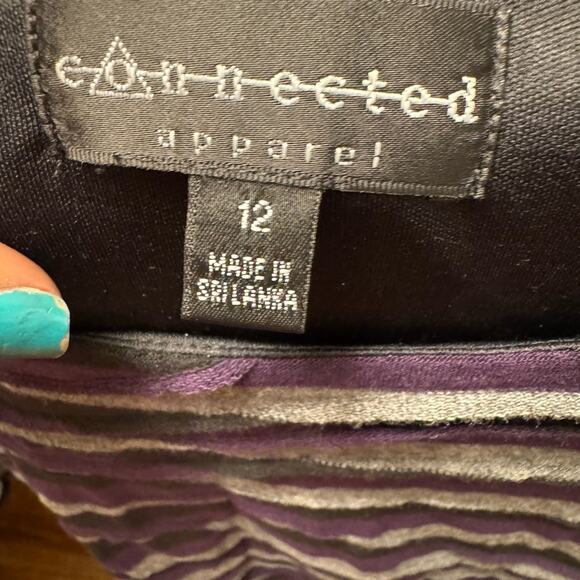 Connected Apparel Purple and Gray Striped Midi Dress - Picture 4 of 4